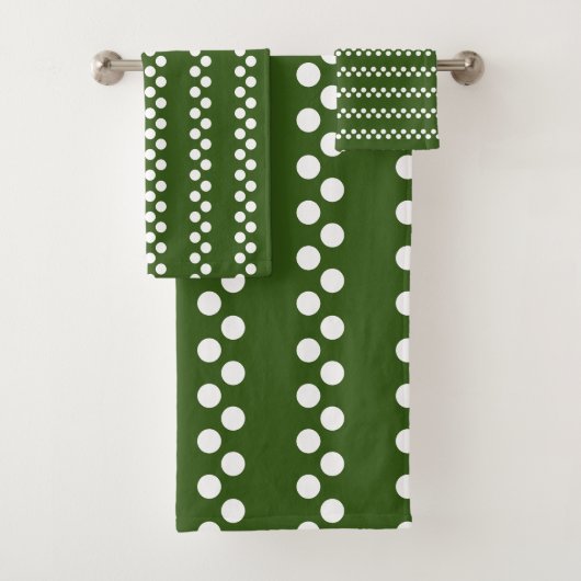 Bos Groen: Klein wit Polka Dot Patroon Bad Handdoek (Insitu)