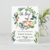 Bos groen krans dieren oh boy baby kaart (Staand voorkant)