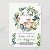 Bos groen krans dieren oh boy baby kaart (Voorkant / Achterkant)