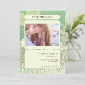  bos groen landschap foto bruiloft save the date (Staand voorkant)