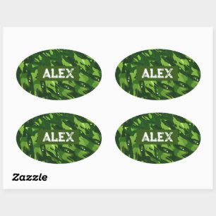 Bos groen militair camouflagepatroon ovale sticker
