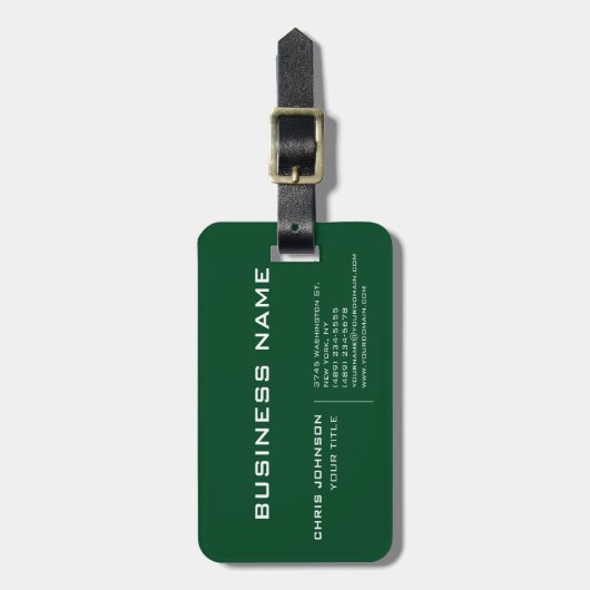 Bos Groen Modern Professioneel Hedendaags Bagagelabel (Voorkant verticaal)