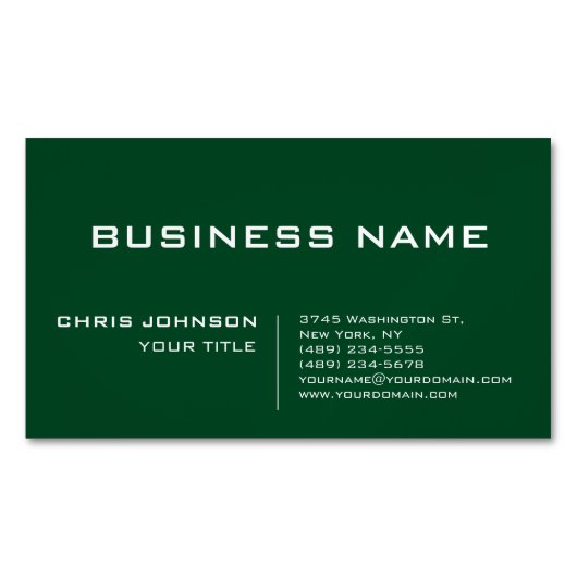 Bos Groen Modern Professioneel Hedendaags Magnetisch Visitekaartje (Voorkant)