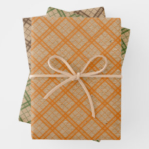 Bos Groen Oranje Tartan Nep Rustiek Bruin Kraft Inpakpapier Vel