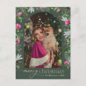 Bos Groen Roze Botanische Boog 1 Foto Kerstmis Briefkaart (Voorkant)