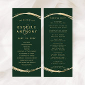 Bos Groen Rustieke Gouden Cirkel Ampersand Bruilof Programmakaart