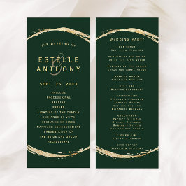 Bos Groen Rustieke Gouden Cirkel Ampersand Bruilof Programmakaart