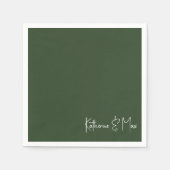 Bos Groen Script Namen Bruiloft Cocktail Servet (Voorkant)