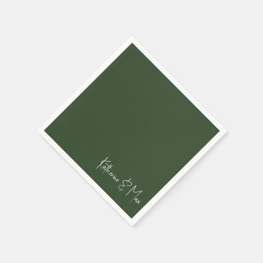 Bos Groen Script Namen Bruiloft Cocktail Servet (Hoek)