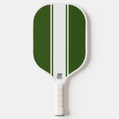 Bos Groen Slank Wit Verticaal Racing Stripes Pickleball Paddle (Voorkant)