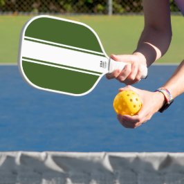 Bos Groen Slank Wit Verticaal Racing Stripes Pickleball Paddle