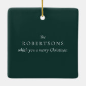 Bos Groen Vrolijk Kerstfeest Foto Keramisch Ornament (Achterkant)