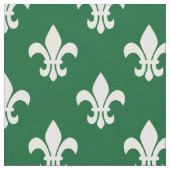 Bos groen, wit Fleur de Lis patroon Stof (Close Up)