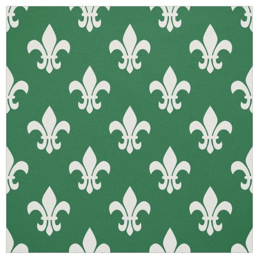 Bos groen, wit Fleur de Lis patroon Stof (Swatch)