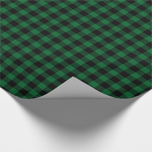 Bos Groen Zwart Buffel Plaid Tartan Cadeaupapier (Hoek)