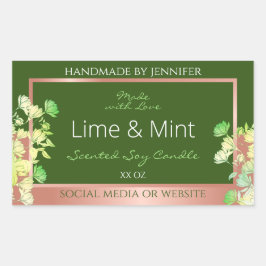 Bos Groene Bloemen Productlabels met Roos Gold Rechthoekige Sticker