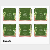 Bos Groene Bloemen Productlabels met Roos Gold Vierkante Sticker (Vel)