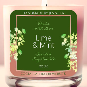 Bos Groene Bloemen Productlabels met Roos Gold Vierkante Sticker