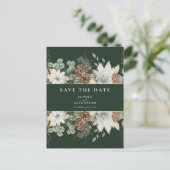 Bos groene botanische waterverf sparen de datum briefkaart (Staand voorkant)