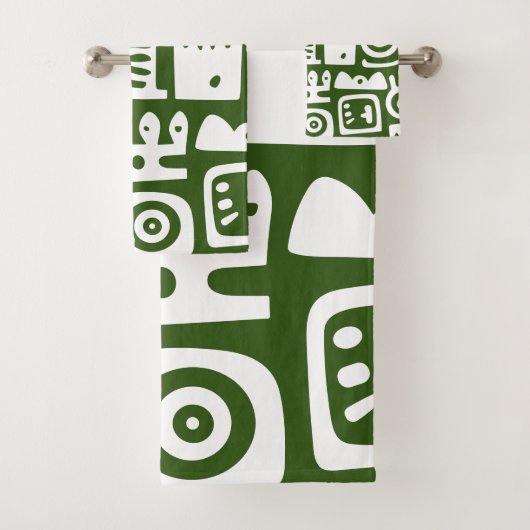 Bos Groene en Witte Doodles 1 van 4 Bad Handdoek (Insitu)