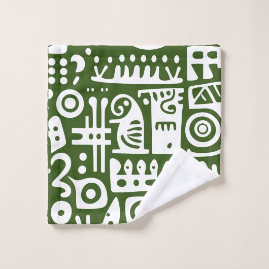 Bos Groene en Witte Doodles 1 van 4 Bad Handdoek (Wasdoekje)