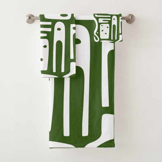 Bos Groene en Witte Doodles 3 van 4 Bad Handdoek (Insitu)