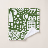 Bos Groene en Witte Doodles 4 van 4 Bad Handdoek (Wasdoekje)