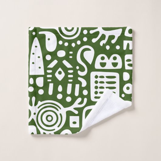 Bos Groene en Witte Doodles 4 van 4 Bad Handdoek (Wasdoekje)