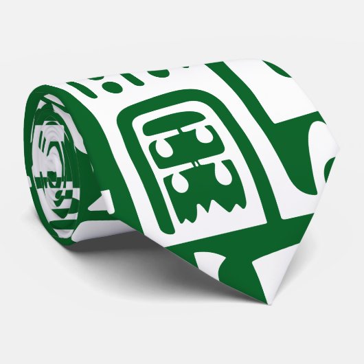 Bos groene en witte doodles van 7 stropdas (Opgerold)