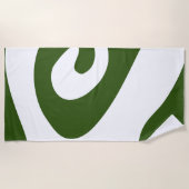 Bos Groene en Witte Swirl Wave Strandlaken (Voorkant)
