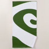 Bos Groene en Witte Swirl Wave Strandlaken (Voorkant)