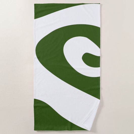Bos Groene en Witte Swirl Wave Strandlaken (Voorkant)