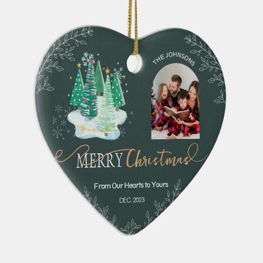 Bos Groene Hart Vorm Familie Foto Ornament (Rechts)