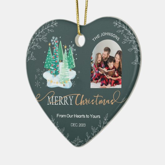 Bos Groene Hart Vorm Familie Foto Ornament (Links)