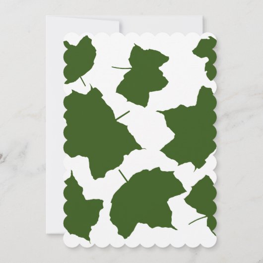 Bos Groene Herfst Leaf Wit SCallopped Edge 2024 Kaart (Achterkant)