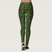 Bos Groene Kerstboom Gouden Sterpatroon Leggings (Achterkant)