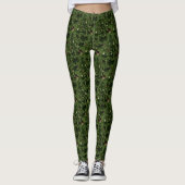 Bos Groene Kerstboom Gouden Sterpatroon Leggings (Voorkant)