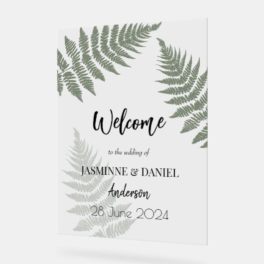 Bos groene varens buiten bruiloft acryl bord (Hoek)