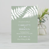 Bos groene varens buiten bruiloft zilver folie uitnodiging (Staand Voorkant)