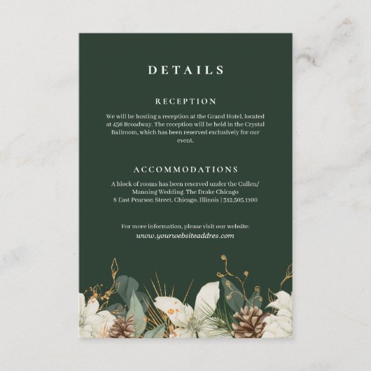 Bos groene waterverf bruiloft informatie informatiekaartje (Voorkant)