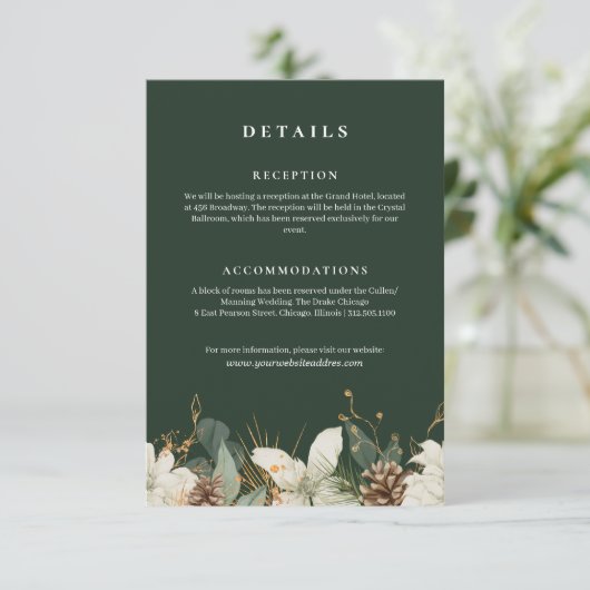 Bos groene waterverf bruiloft informatie informatiekaartje (Staand voorkant)