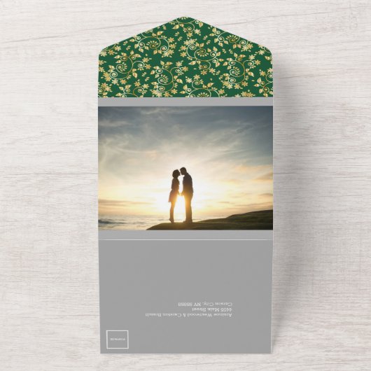 Bos Groene Winter Nacht Bruiloft All In One Uitnodiging (Buitenkant)