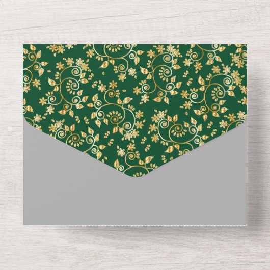 Bos Groene Winter Nacht Bruiloft All In One Uitnodiging (Achterkant)