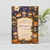 Bos Halloween Verjaardagsfeestje Kaart (Staand voorkant)