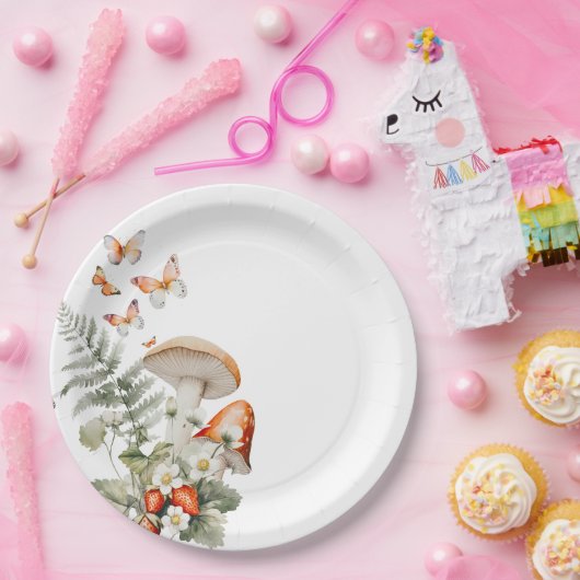 Bos herfst klein paddenstoel baby shower papieren bordje (Feest)