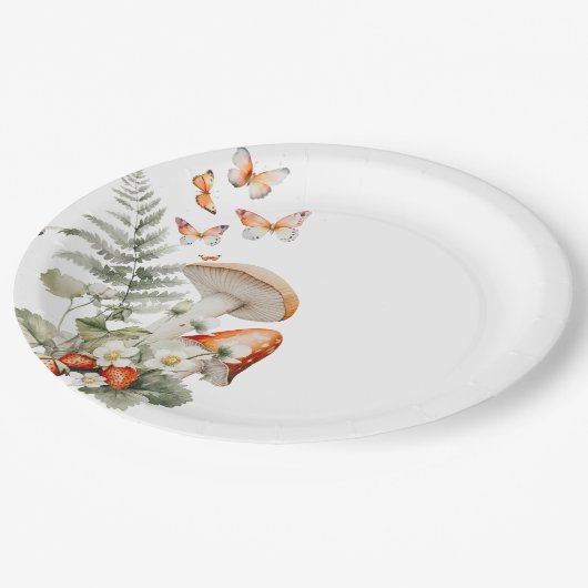 Bos herfst klein paddenstoel baby shower papieren bordje (Gekanteld)