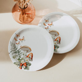 Bos herfst klein paddenstoel baby shower papieren bordje