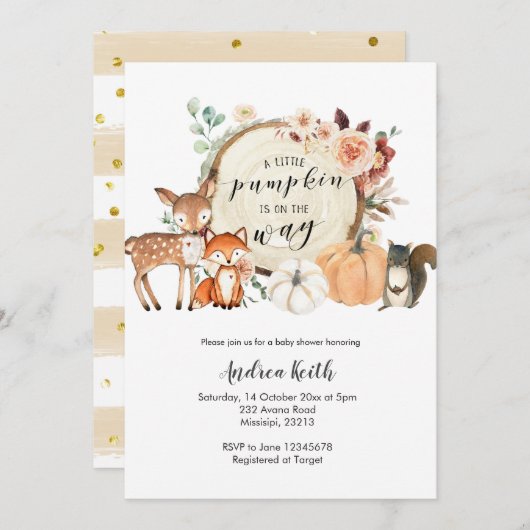 Bos herfst pompoen verbrand oranje babyshower kaart (Voorkant / Achterkant)