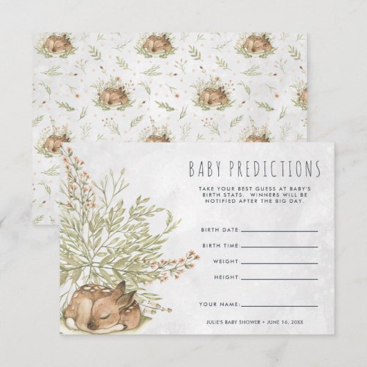 Bos Herten | Baby Shower Raadspel Kaart (Voorkant / Achterkant)