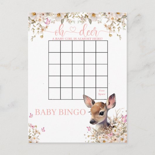 Bos Herten Baby Shower Spel Briefkaart (Voorkant)